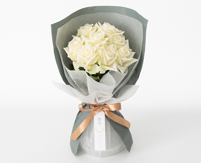ホシファーム 届いた姿でそのまま飾れるスタンディング薔薇ブーケ ピュア8本